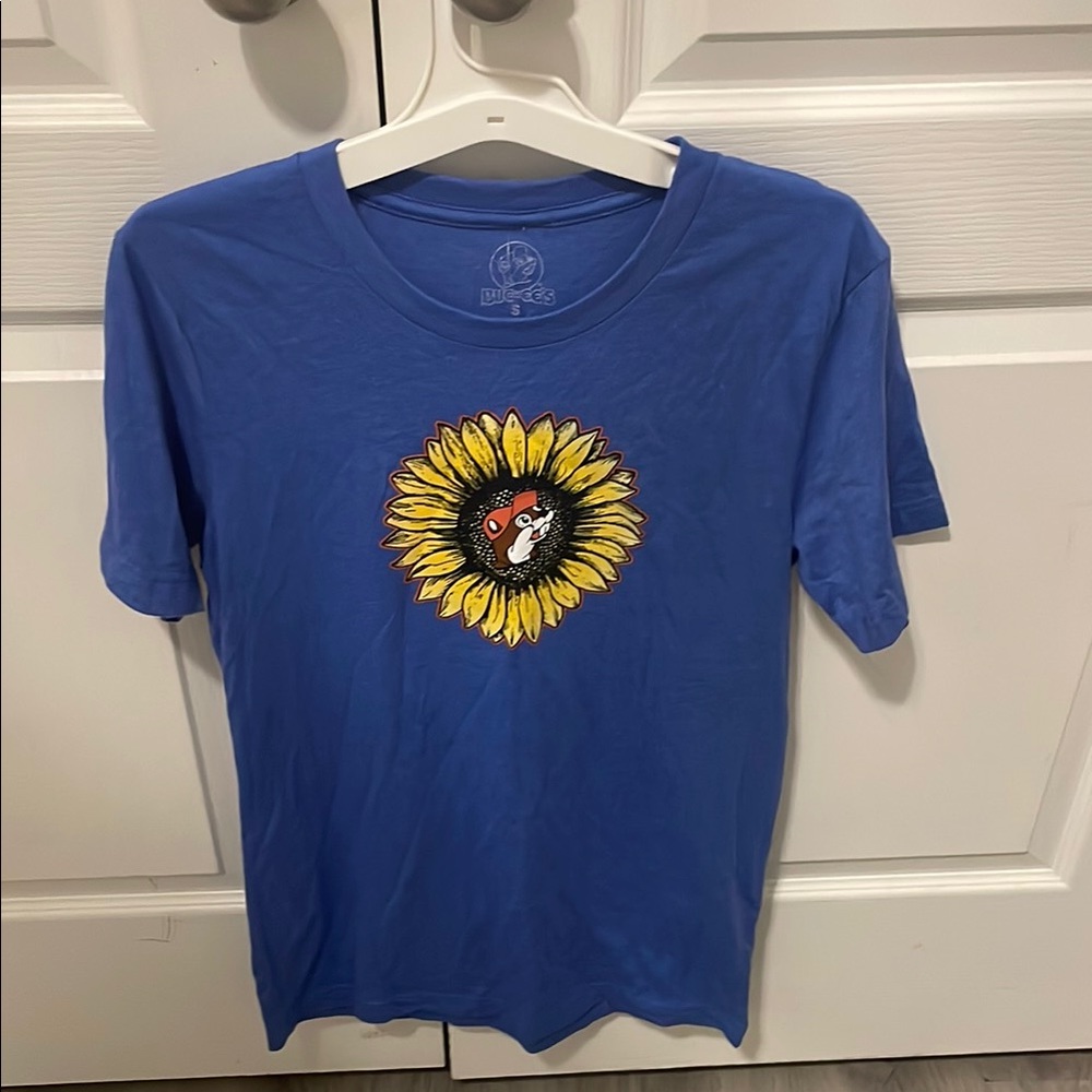 Blue T-Shirt with Sunflower Graphic